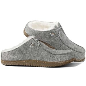 Fellhof - Uniko Filz - Herren Lammfell-Pantoffel mit Filz-Obermaterial - Grau/Melange