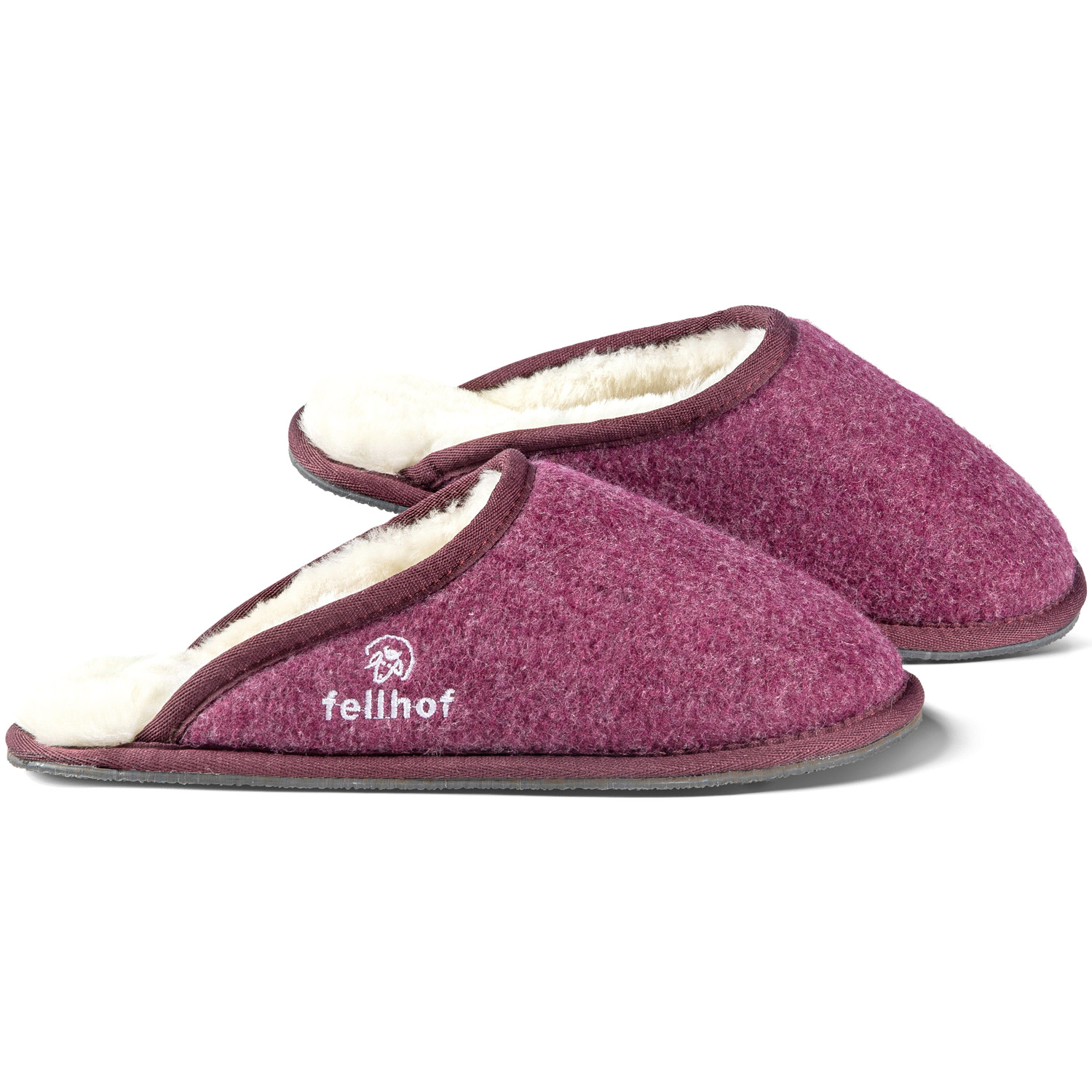 Fellhof - Trendy Filz - Damen Lammfell-Pantoffel - Violett Melange
