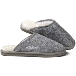Fellhof - Trendy Filz+ - Unisex Lammfell-Pantoffel mit EVA-Sohle - Grau Melange