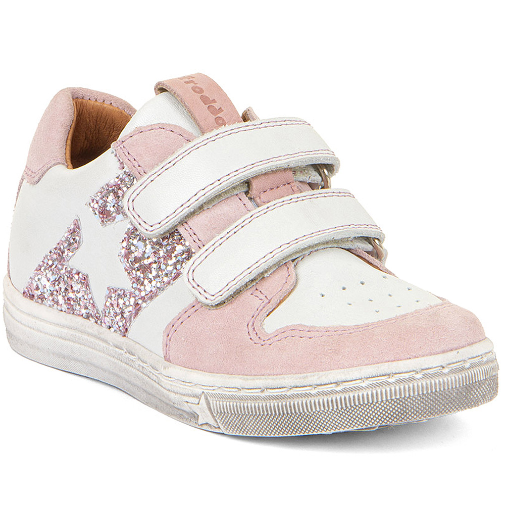 Froddo - Dolby - Mädchen Ledersneaker mit Klettverschluß - Weiß/Rosa (White/Pink)
