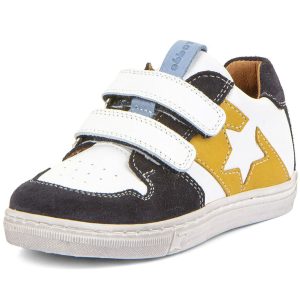Froddo - Dolvy - Kinder Ledersneaker mit Klettverschluss - Weiß/Dunkelblau (White/Blue)