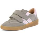 Froddo - Lou - Mädchen Ledersneaker mit Klettverschluß - Grau/Rosa (Light Grey)