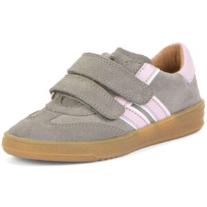 Froddo - Lou - Mädchen Ledersneaker mit Klettverschluß - Grau/Rosa (Light Grey)