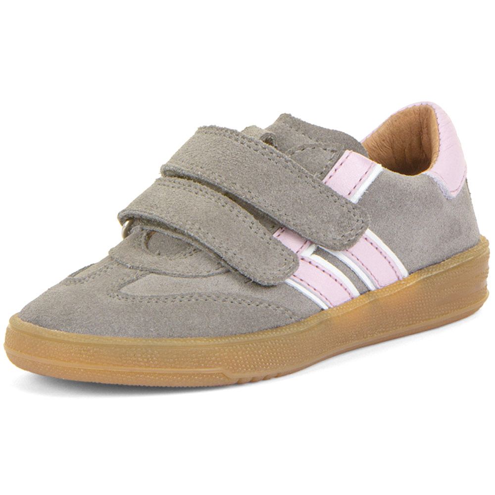 Froddo - Lou - Mädchen Ledersneaker mit Klettverschluß - Grau/Rosa (Light Grey)