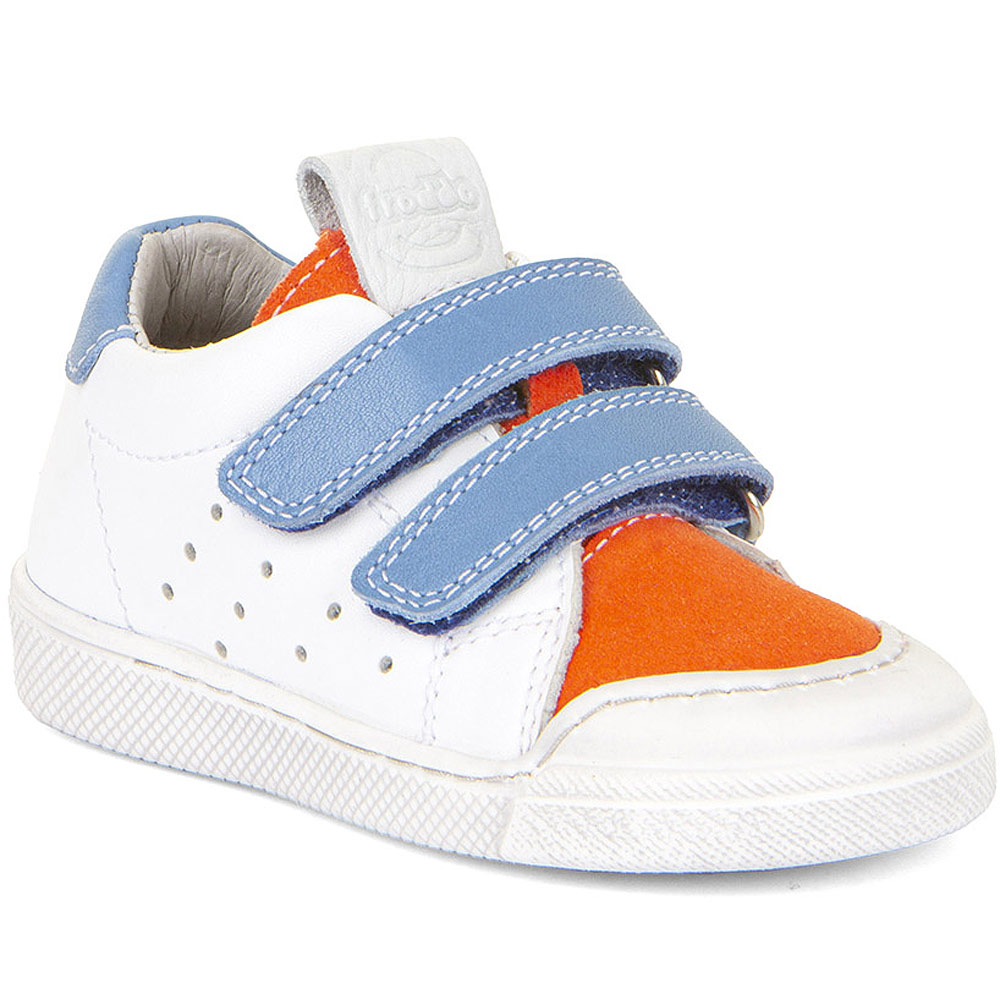 Froddo - Rosario - Kleinkinder Leder-Halbschuhe mit Klettverschluß - Weiß/Orange (White/Orange)