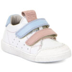 Froddo - Rosario - Mädchen Leder-Halbschuhe mit Klettverschluß - Weiß/Rosa/Hellblau (White/Blue)