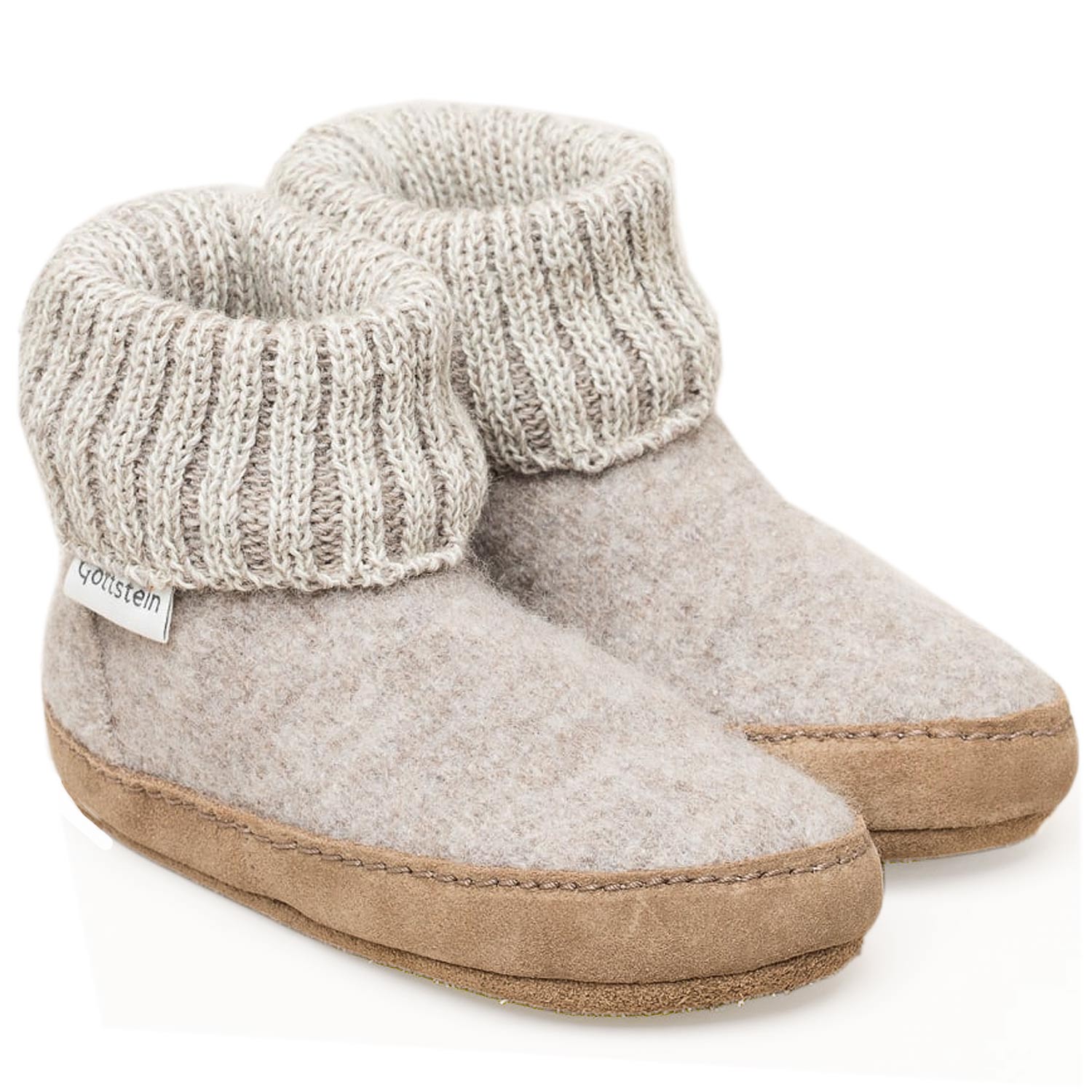 Gottstein - Alpine Boot LE - Kinder Hüttenschuhe mit Ledersohle - Beigemele – Bild 4