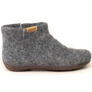 Gottstein - Magicfelt Eros Tiroler Steinschaf - Unisex Wollfilz-Hüttenschuhe mit Gummisohle - Grau