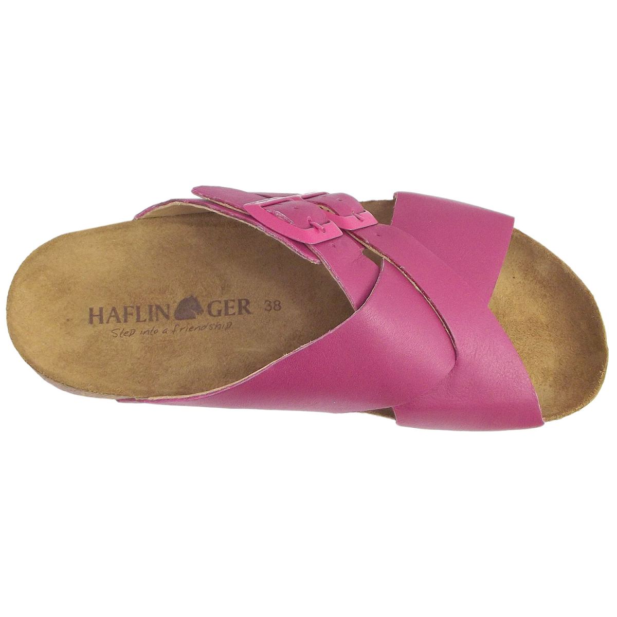 Haflinger - Bio Amiga - Damen Leder-Pantolette mit Korkfußbett - Pink – Bild 3