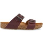 Haflinger - Bio Andrea - Damen Leder-Pantolette mit Korkfußbett - Weinrot (Bordeaux Country)