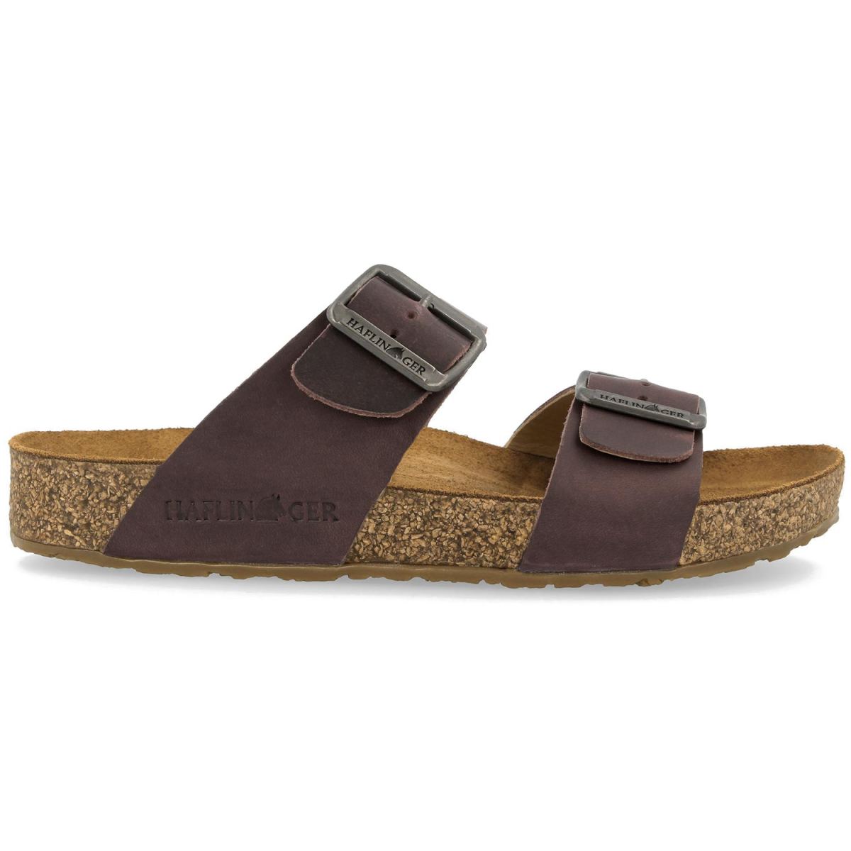 Haflinger - Bio Andrea - Unisex Leder-Pantolette mit Korkfußbett - Braun Country