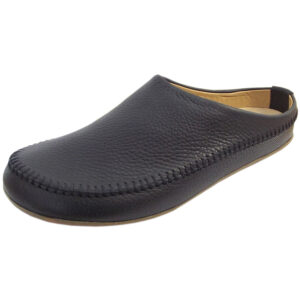 Haflinger - Everest Softi - Unisex Leder-Pantoffel mit Ziernaht - Schwarz