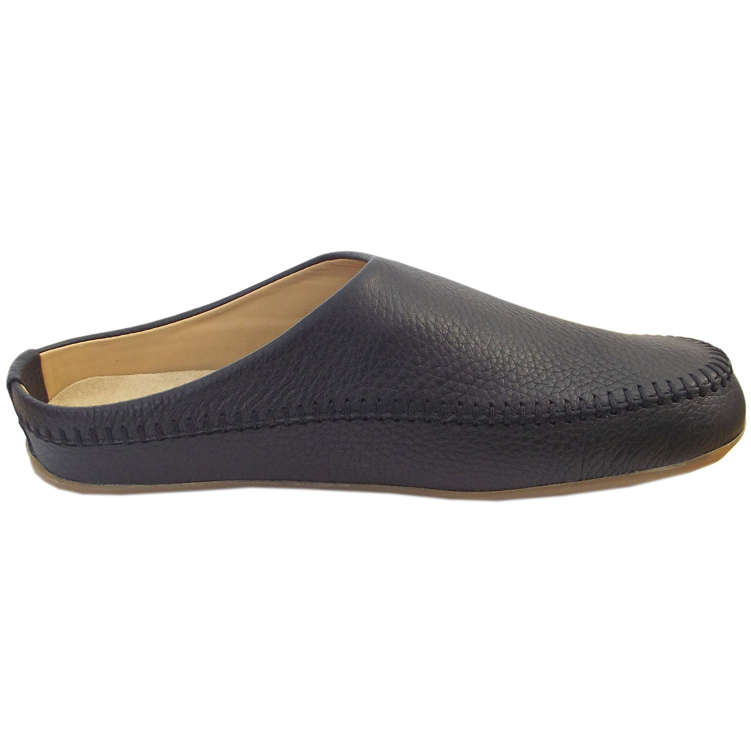 Haflinger - Everest Softi - Unisex Leder-Pantoffel mit Ziernaht - Schwarz – Bild 2