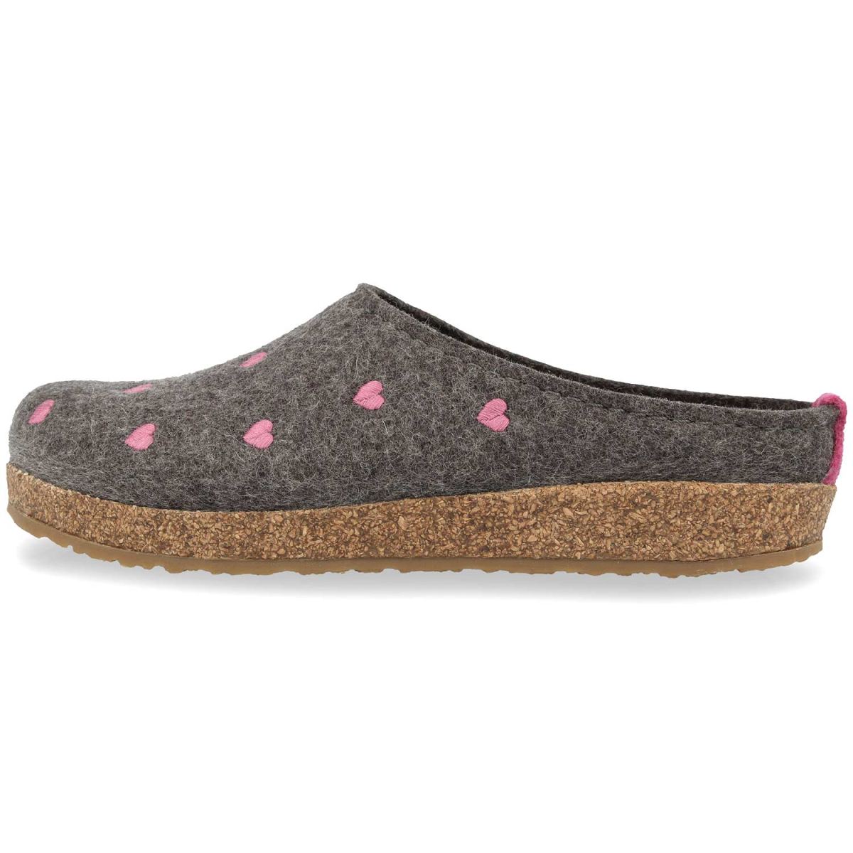 Haflinger - Grizzly Cuoricini - Damen Filz-Kork Pantoffel mit Herzmotiv - Grau (Anthrazit) – Bild 2