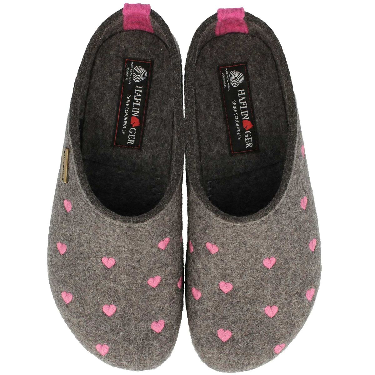 Haflinger - Grizzly Cuoricini - Damen Filz-Kork Pantoffel mit Herzmotiv - Grau (Anthrazit) – Bild 4