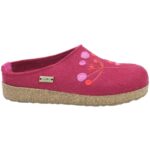 Haflinger - Grizzly Amaya - Damen Filz-Kork Pantoffel mit Blumenmotiv - Weinrot (Port)