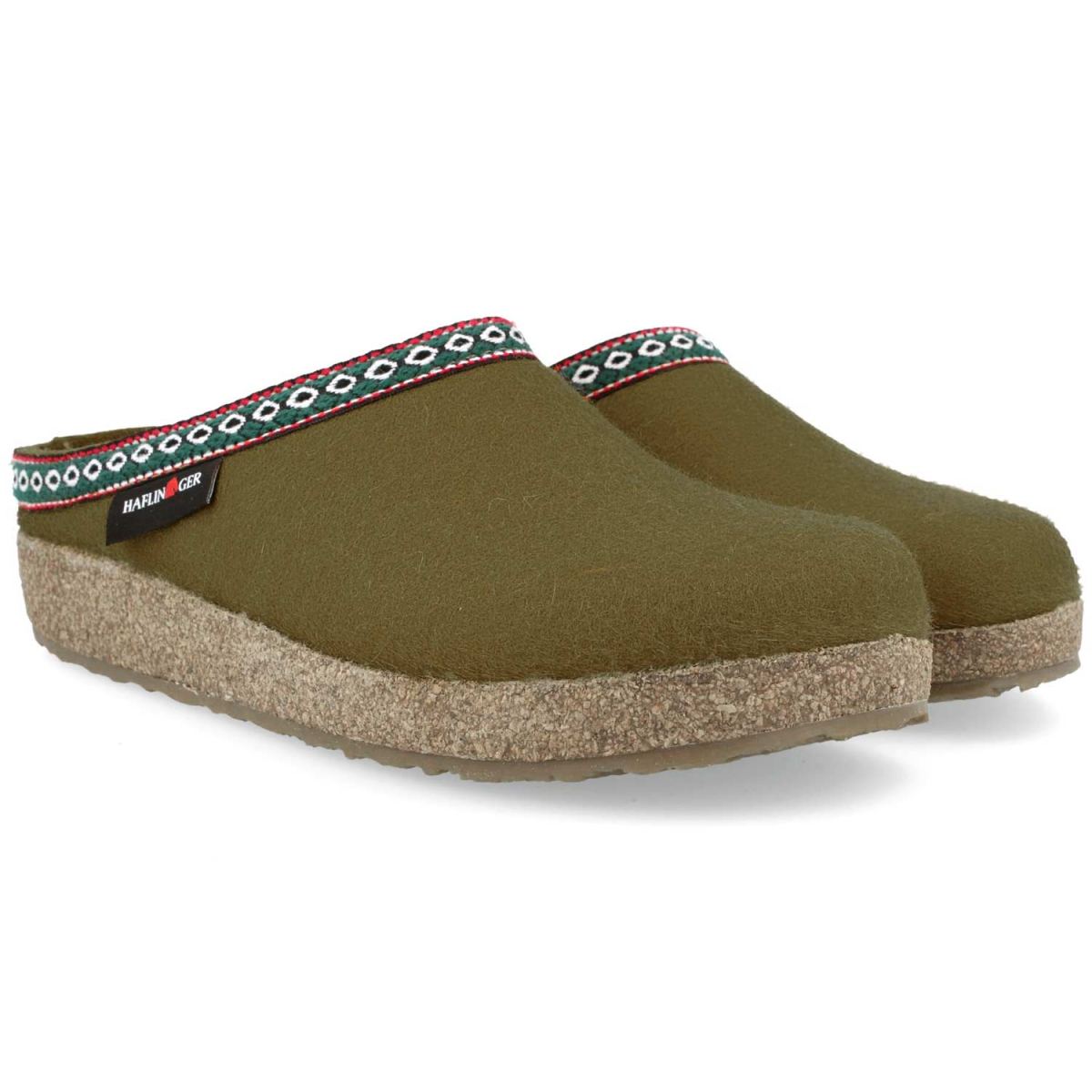 Haflinger - Grizzly Franzl - Unisex Filz-Pantoffel aus Schurwolle - Olivgrün – Bild 2