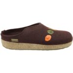 Haflinger - Grizzly Kürbis - Damen Filz-Kork Pantoffel mit Kürbismotiv - Dunkelbraun (Espresso)