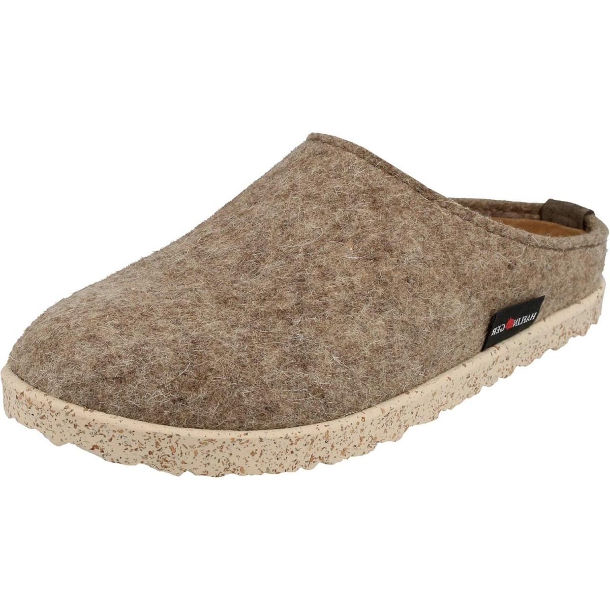 Haflinger - Manhatten Clog - Unisex Filz-Pantoffel mit Lederinnensohle - Beige (Torf)
