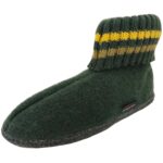 Haflinger - Paul - Unisex Hüttenschuhe mit Strickbund - Moosgrün