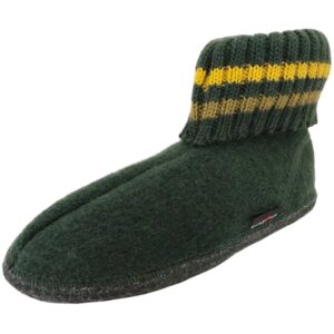 Haflinger - Paul - Unisex Hüttenschuhe mit Strickbund - Moosgrün