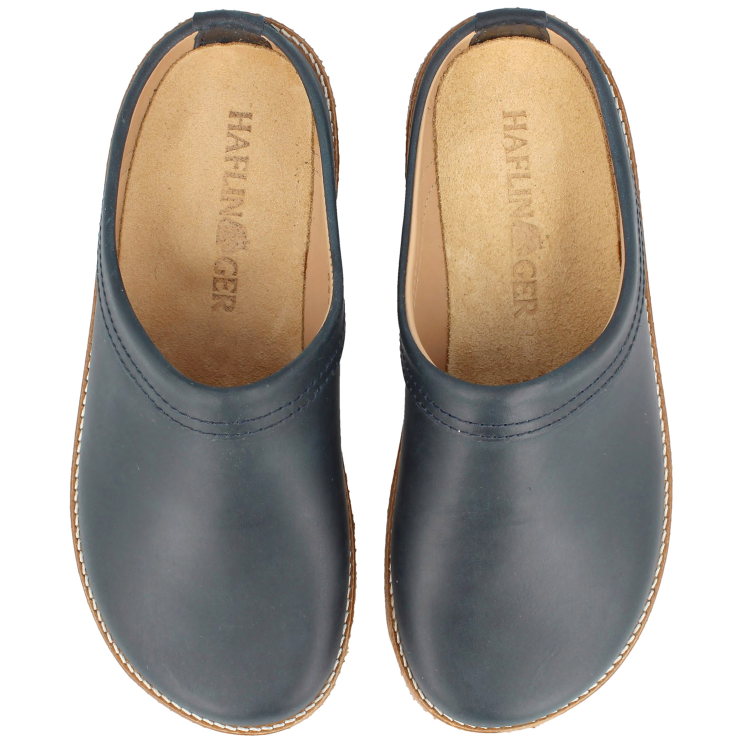 Haflinger - Travel-Classic - Unisex Komfort Leder-Pantoffel - Dunkelblau (Bali) – Bild 3