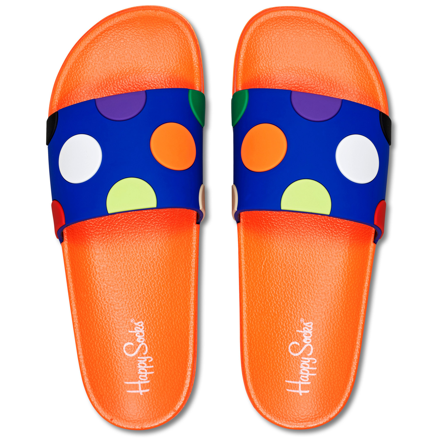 Happy Socks - Pool Slider Big Dot - Unisex Badesandalen - Orange/Blau/Mehrfarbig – Bild 2