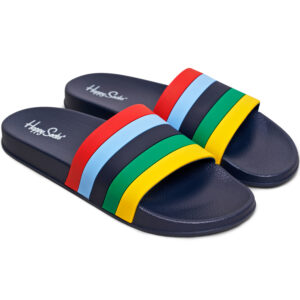 Happy Socks - Pool Slider Stripe - Unisex Badesandalen - Navy
