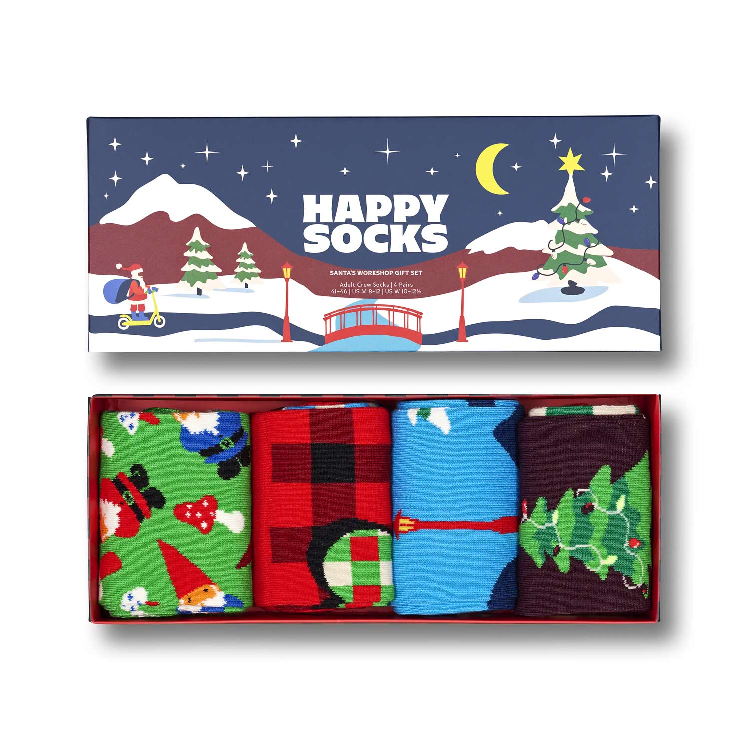 Happy Socks - Santas Workshop Socks Gift Set 4-Pack - Unisex Geschenksocken - Mehrfarbig