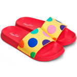 Happy Socks - Pool Slider Big Dot - Unisex Badesandalen - Rot/Gelb/Mehrfarbig