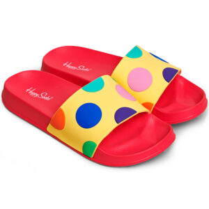 Happy Socks - Pool Slider Big Dot - Unisex Badesandalen - Rot/Gelb/Mehrfarbig