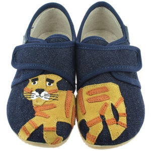 Living Kitzbühel - Klett-Slipper Tiger - Kinder Hausschuhe - Nachtblau