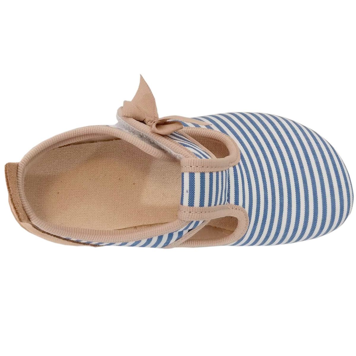 Living Kitzbühel - Susi Streifchen - Mädchen Hausschuhe mit T-Spange - Blau/Weiß/Beige (Sky Blue) – Bild 3