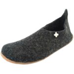 Living Kitzbühel - Hahnenkamm Slipper Kreuz - Unisex Hausschuhe aus Schurwolle - Anthrazit