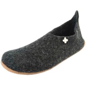Living Kitzbühel - Hahnenkamm Slipper Kreuz - Unisex Hausschuhe aus Schurwolle - Anthrazit