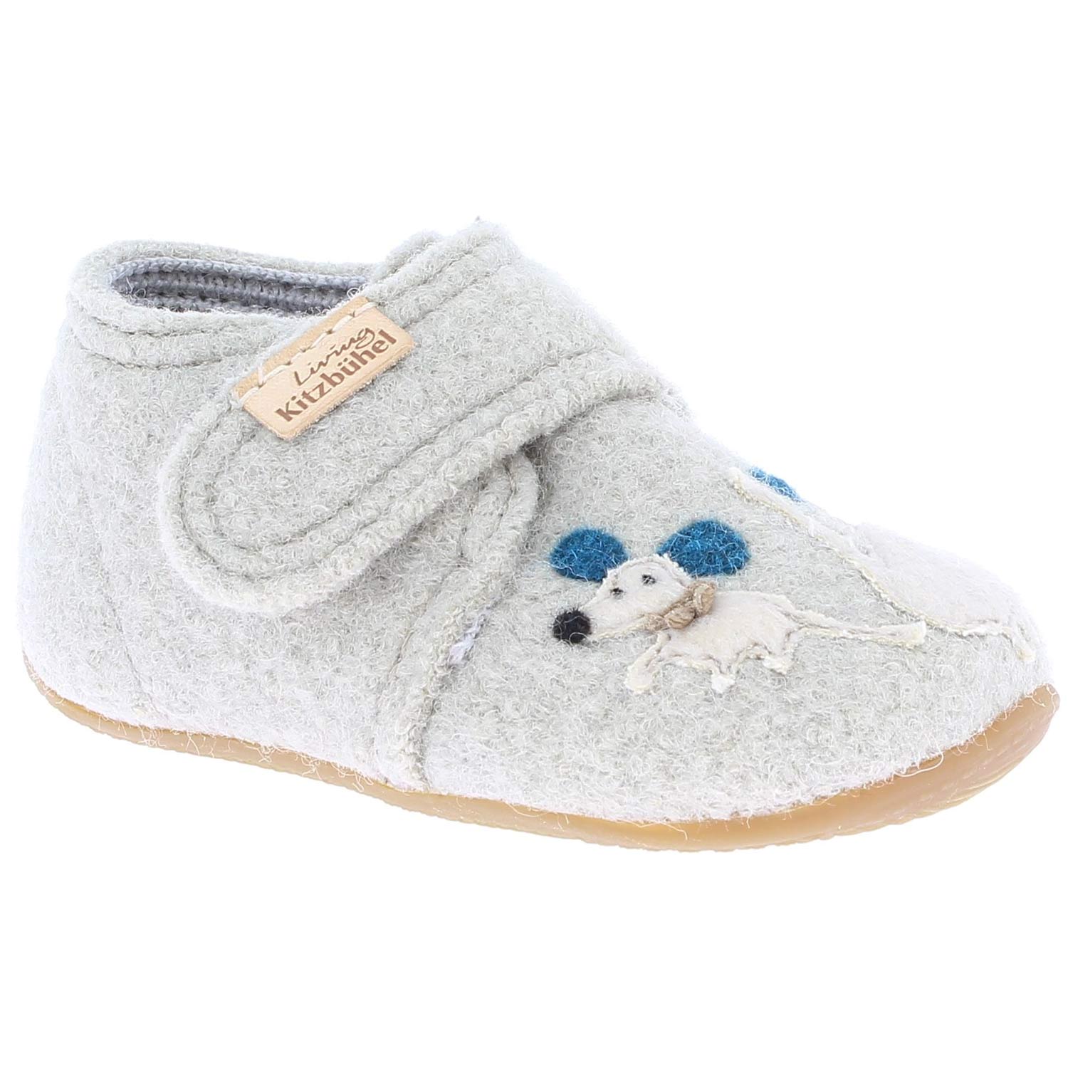 Living Kitzbühel - Katz und Maus - Kleinkinder Klett-Hausschuhe aus Schurwolle - Grau (Pumice) – Bild 5
