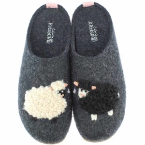 Living Kitzbühel - Slipper Schäfchen - Kinder Filz-Pantoffeln mit Fußbett - Anthra
