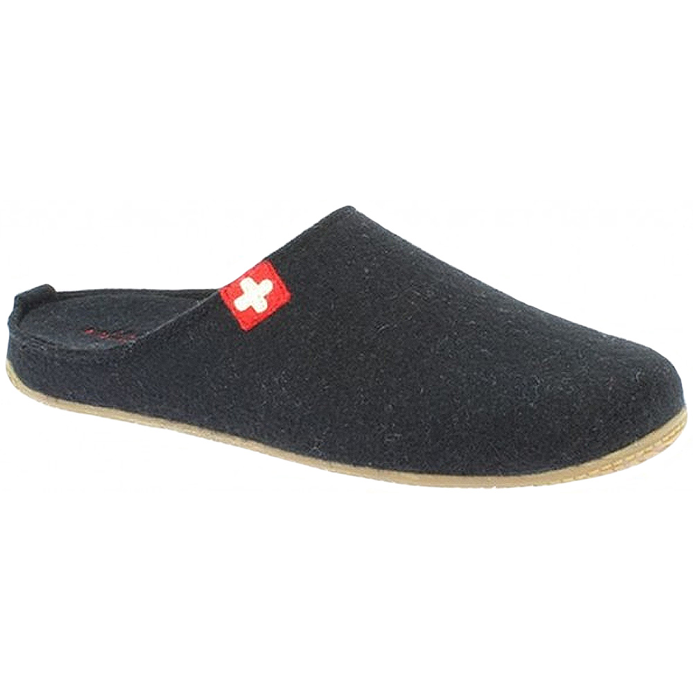 Living Kitzbühel - Filz Schweizer Kreuz - Unisex Hauspantoffeln - Schwarz