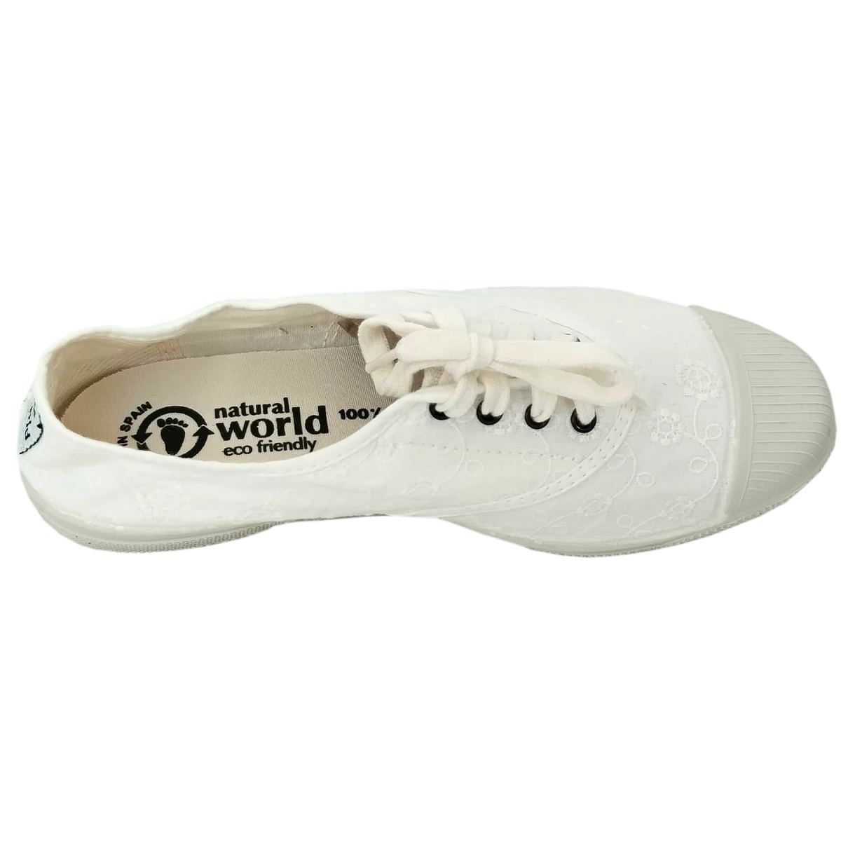 Natural World - Gamo - Damen Baumwollschuhe mit Häkelspitze - Weiß (Blanco) – Bild 3