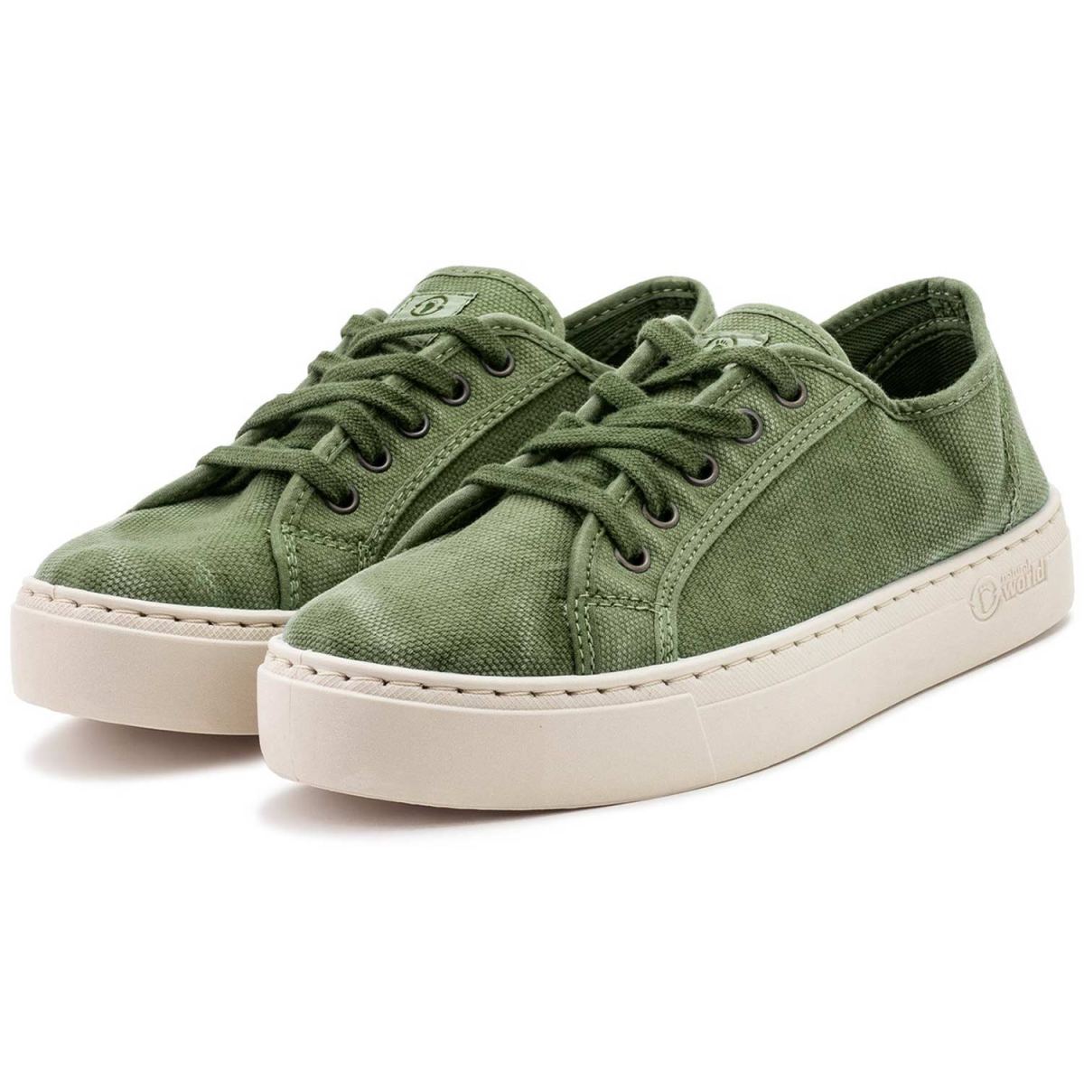 Natural World - Old Gavi - Damen Bio-Baumwolle Plaform-Sneaker - Khakigrün (Kaki Enz) – Bild 2