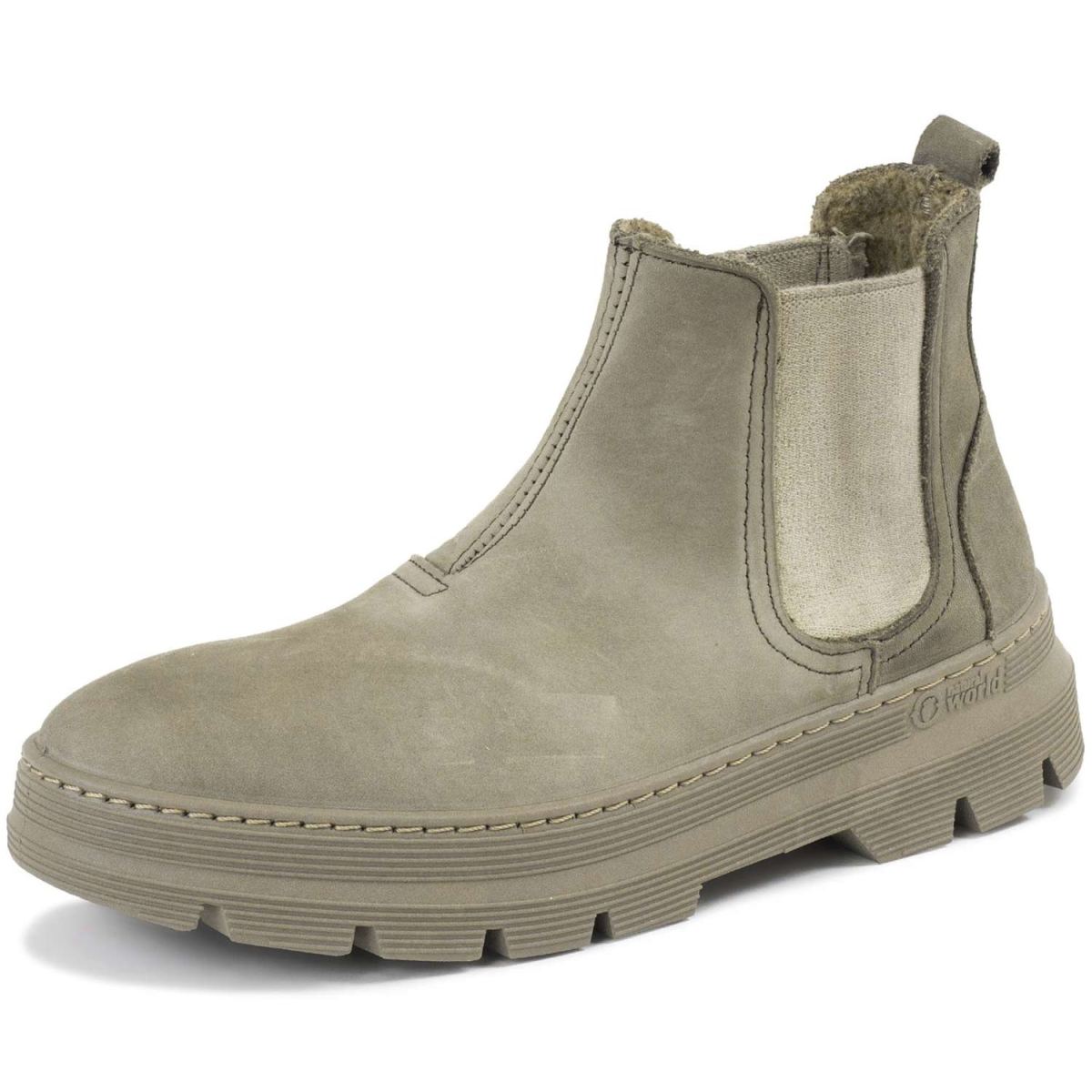 Natural World - Peonia Wool - Damen Chelsea Boots mit Warmfutter - Beige
