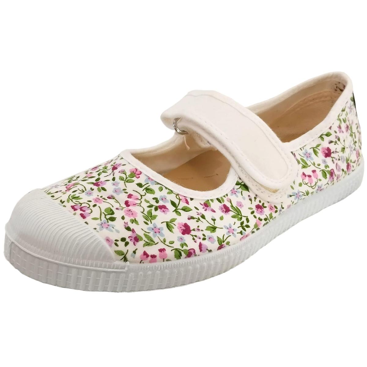 Natural World - Mary Jane - Mädchen Ballerina mit Blumenmotiv - Weiß (Blanco)