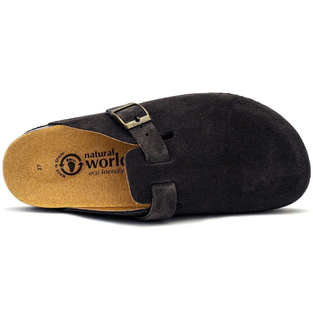 Natural World - Uma - Unisex Leder-Pantoffel mit EVA-Sohle - Schwarz (Negro) – Bild 2