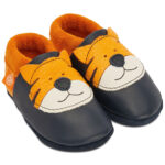 Orangenkinder - Tiger Tom - Kleinkinder Krabbelschuhe - Dunkelblau/Orange