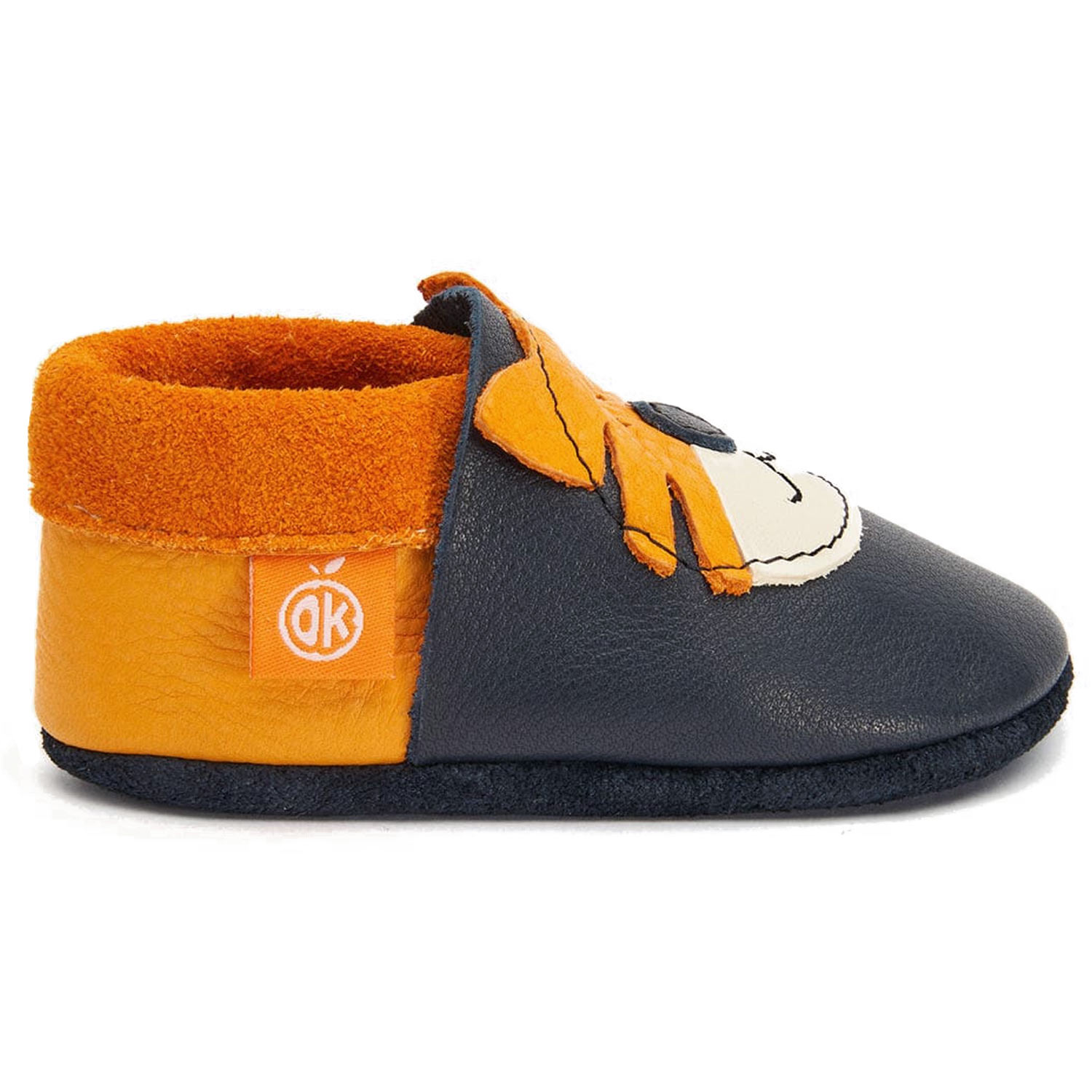 Orangenkinder - Tiger Tom - Kleinkinder Krabbelschuhe - Dunkelblau/Orange – Bild 2
