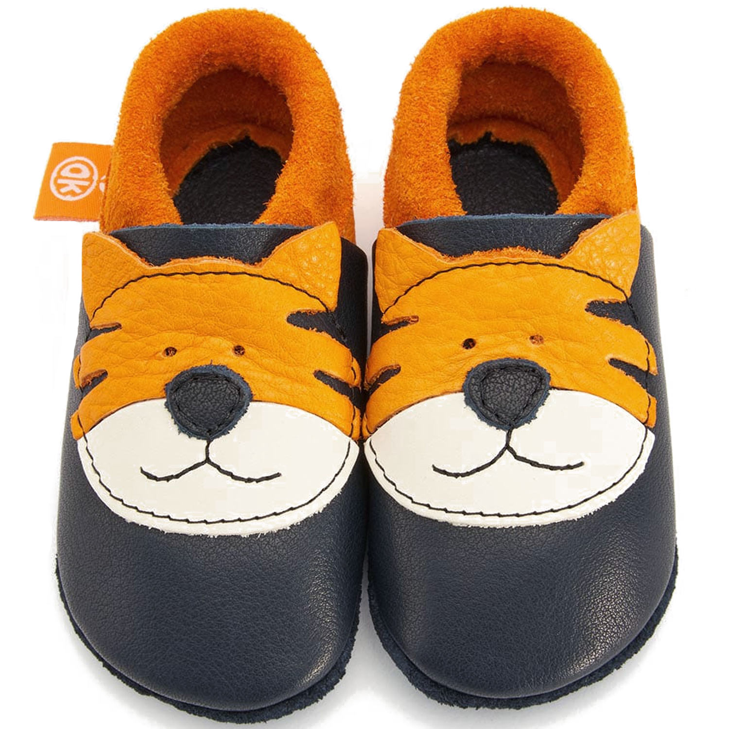 Orangenkinder - Tiger Tom - Kleinkinder Krabbelschuhe - Dunkelblau/Orange – Bild 3