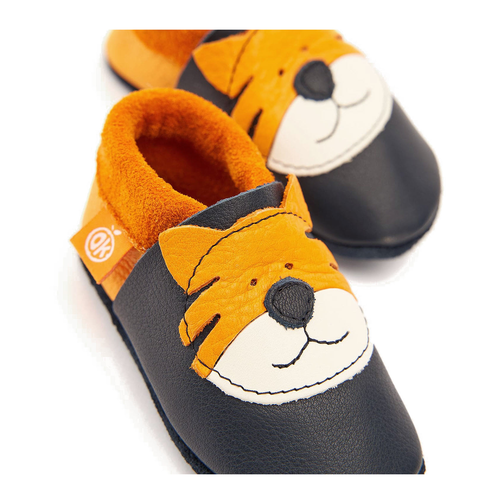 Orangenkinder - Tiger Tom - Kleinkinder Krabbelschuhe - Dunkelblau/Orange – Bild 4