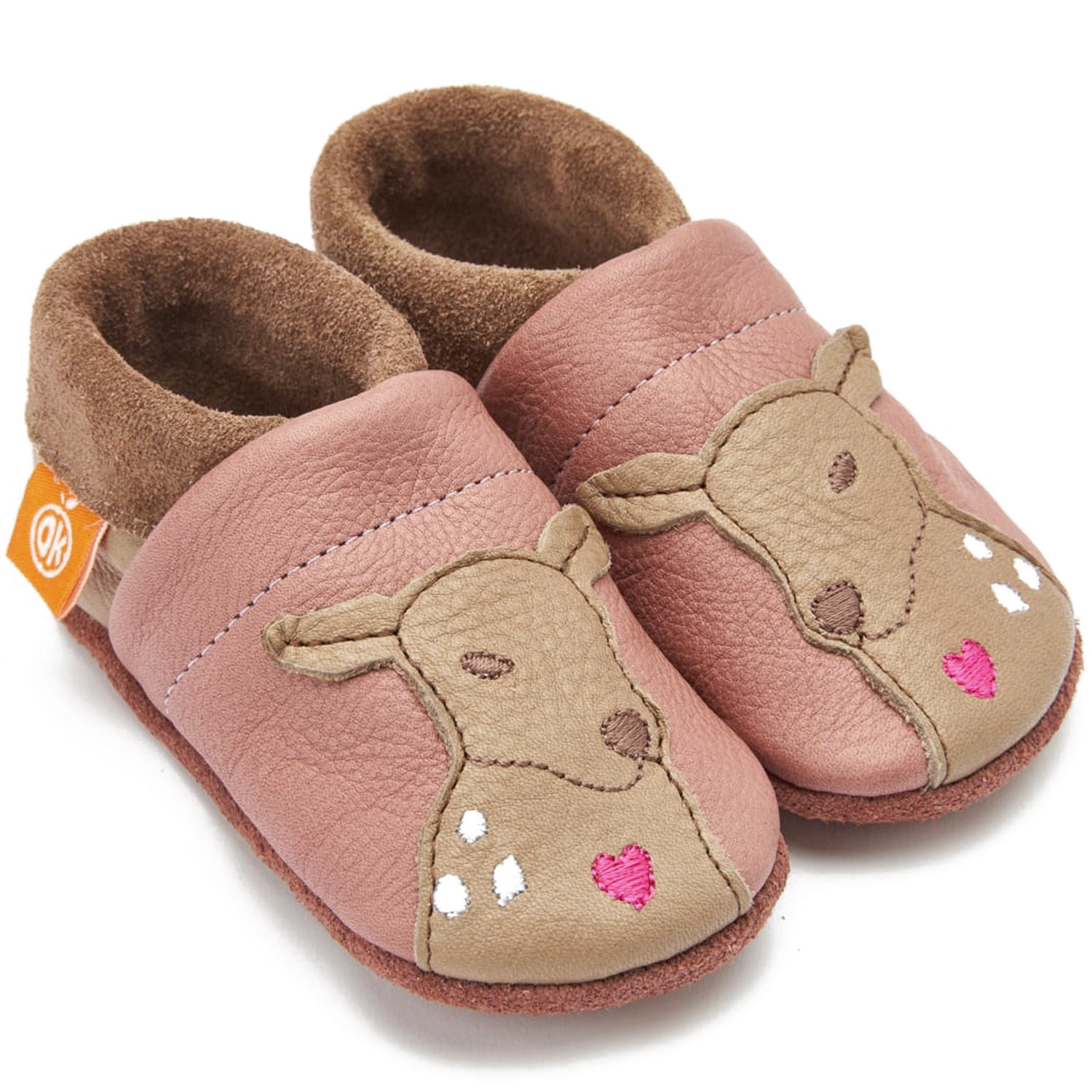 Orangenkinder - Desi-Reh - Kleinkinder Krabbelschuhe - Braun/Rosa