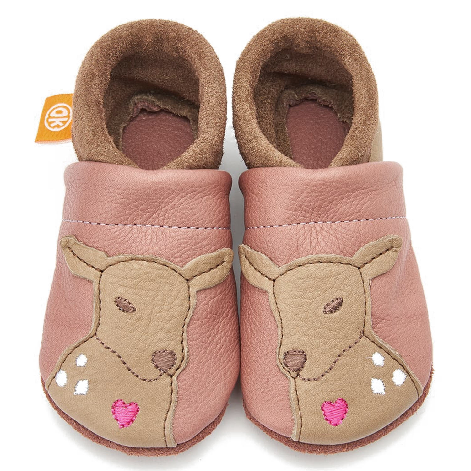 Orangenkinder - Desi-Reh - Kleinkinder Krabbelschuhe - Braun/Rosa – Bild 2
