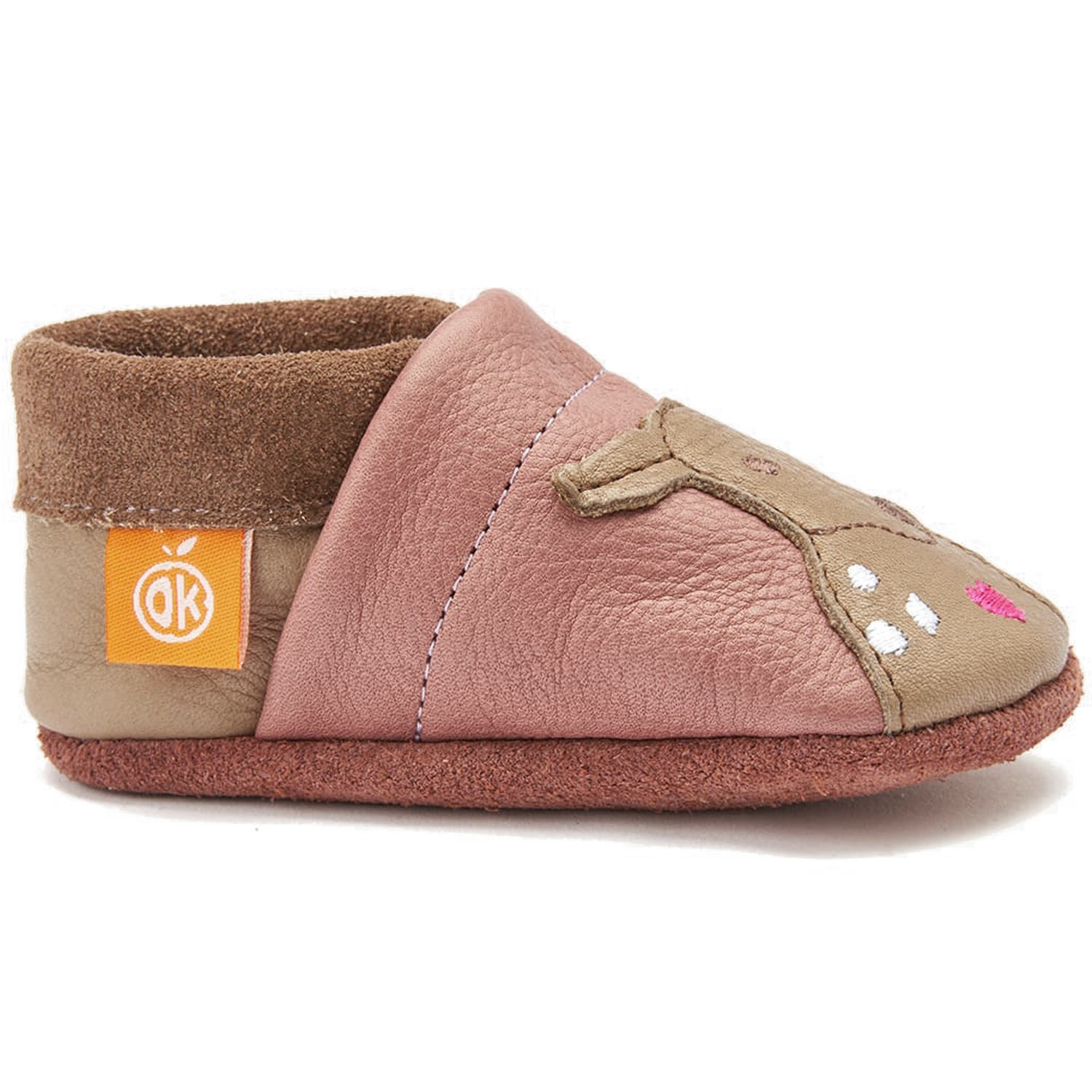 Orangenkinder - Desi-Reh - Kleinkinder Krabbelschuhe - Braun/Rosa – Bild 3